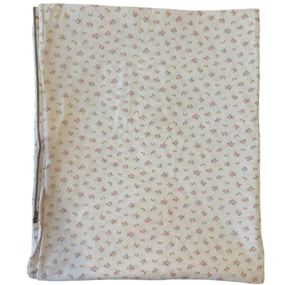 Vintage Hand Crafted Duvet Cover Antique Rose Cottagecore Floral Pink Blue White